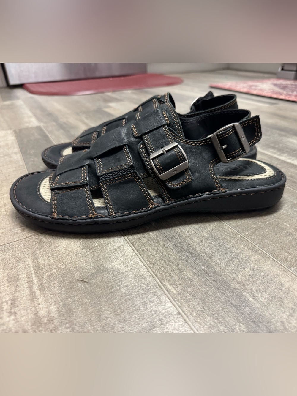 Børn Miguel Fisherman Sandals Men’s Size 13 Black Leather Closed Toe Adjustable